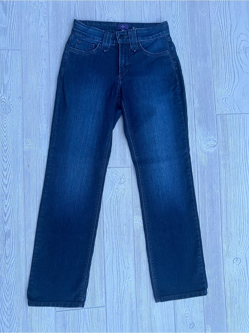 NYDJ Straight Leg Jeans Women’s 0P Petite Dark Wash Stretch Made in USA